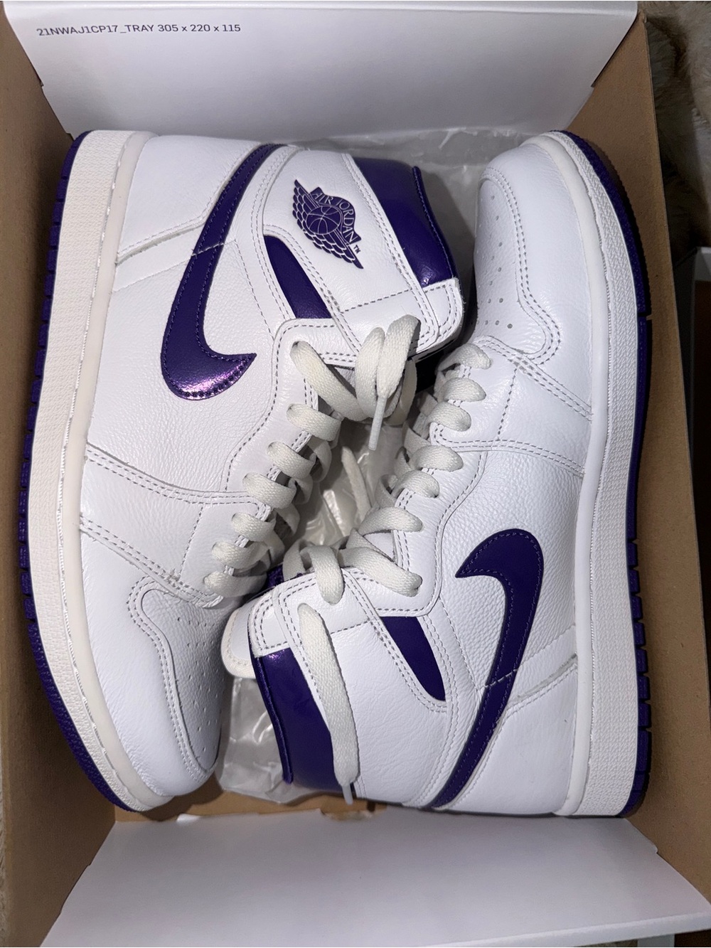 Nike White & Purple High-Top Basketball Sneakers